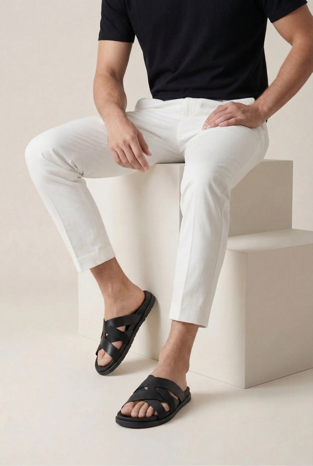Amalfi Leather Sandal Black