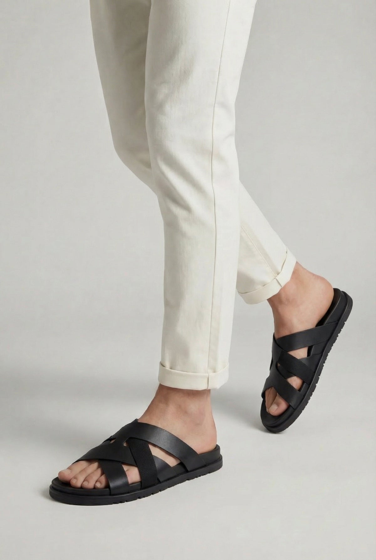 Amalfi Leather Sandal Black