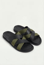 Amalfi Leather Sandal Black Olive