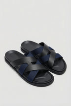 Amalfi Leather Sandal Black Navy
