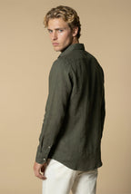 Amalfi Long Sleeve Linen Shirt Olive