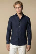 Amalfi Long Sleeve Linen Shirt Navy