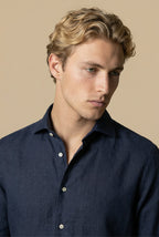 Amalfi Long Sleeve Linen Shirt Navy