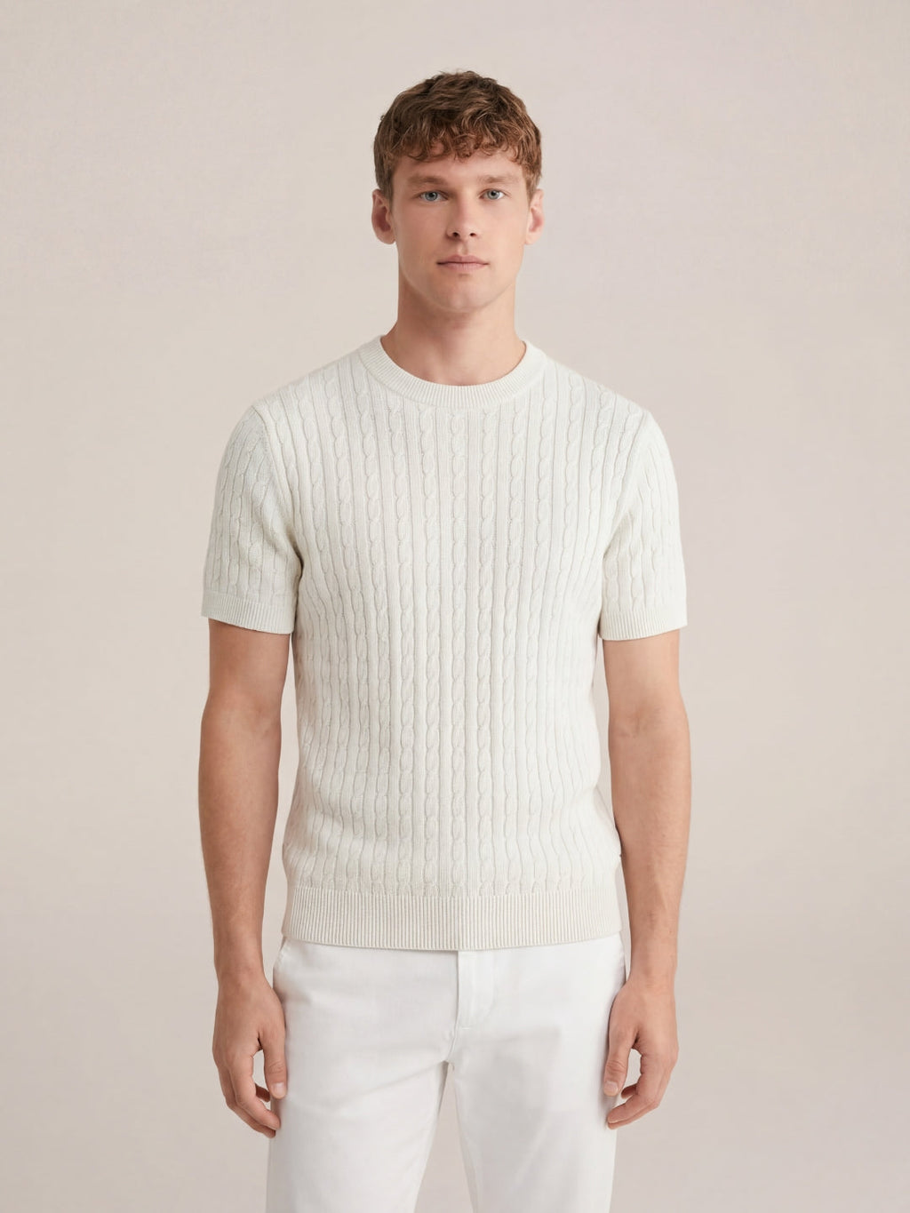 Nerano Cable Knit T-Shirt White
