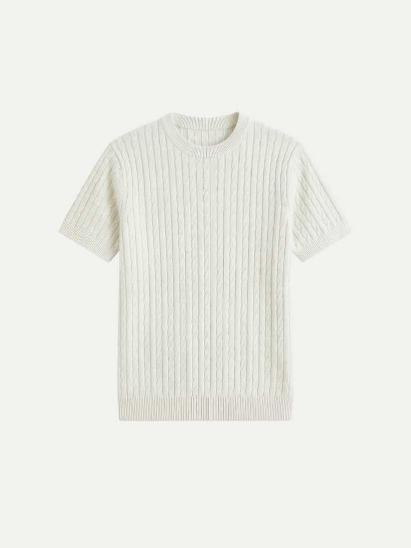 Nerano Cable Knit T-Shirt White