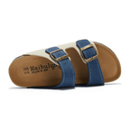 Capri Suede Sandal — Cream & Blue