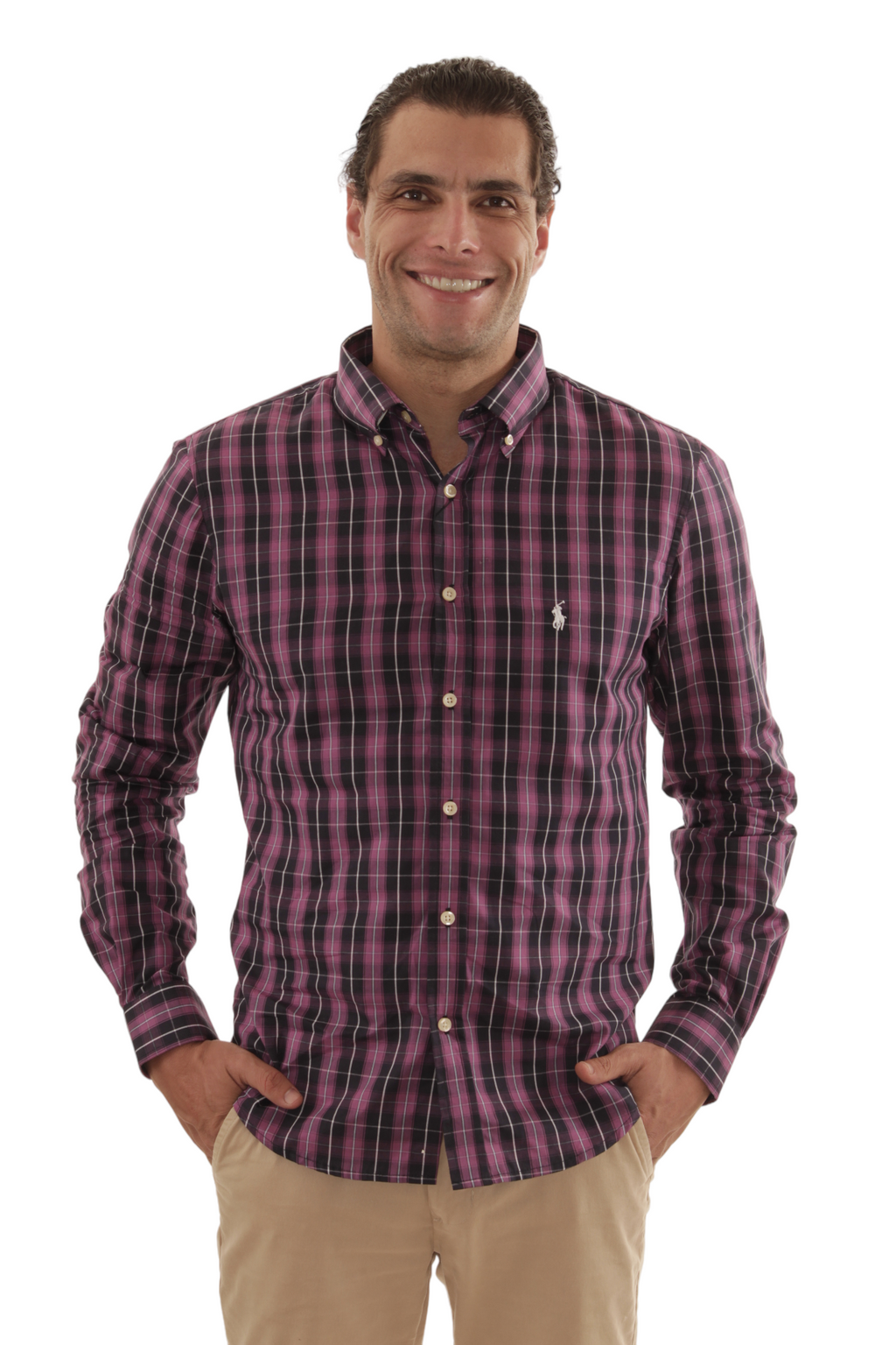 Men's RL Shirt Plaid Milan - Purple