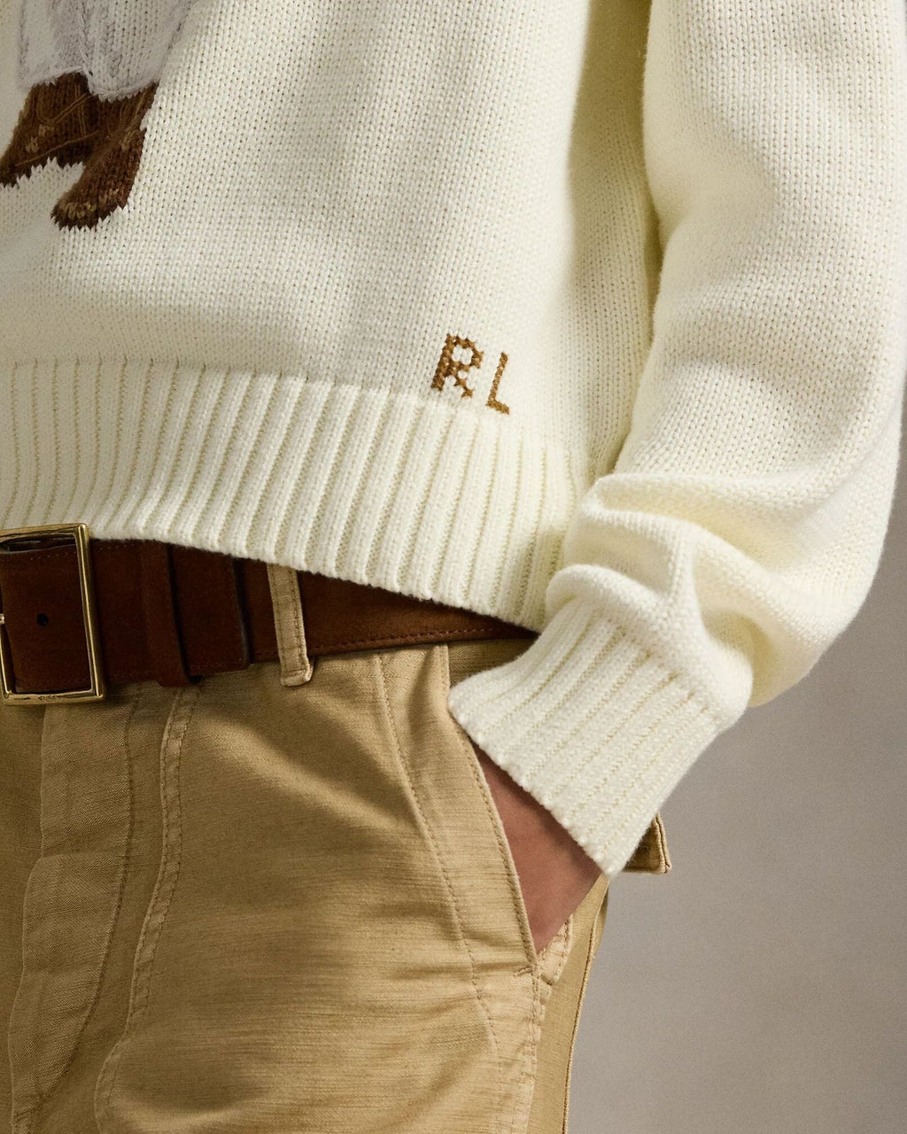 Men's Polo Bear Cotton Crewneck Sweater