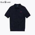 Men's Cable-Knit Cotton Polo-Collar Sweater