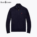 Men's Chunky Cable-Knit Cotton Quarter-Zip Sweater