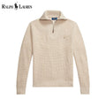 Men's Waffle-Knit Wool-Cotton Quarter-Zip Sweater