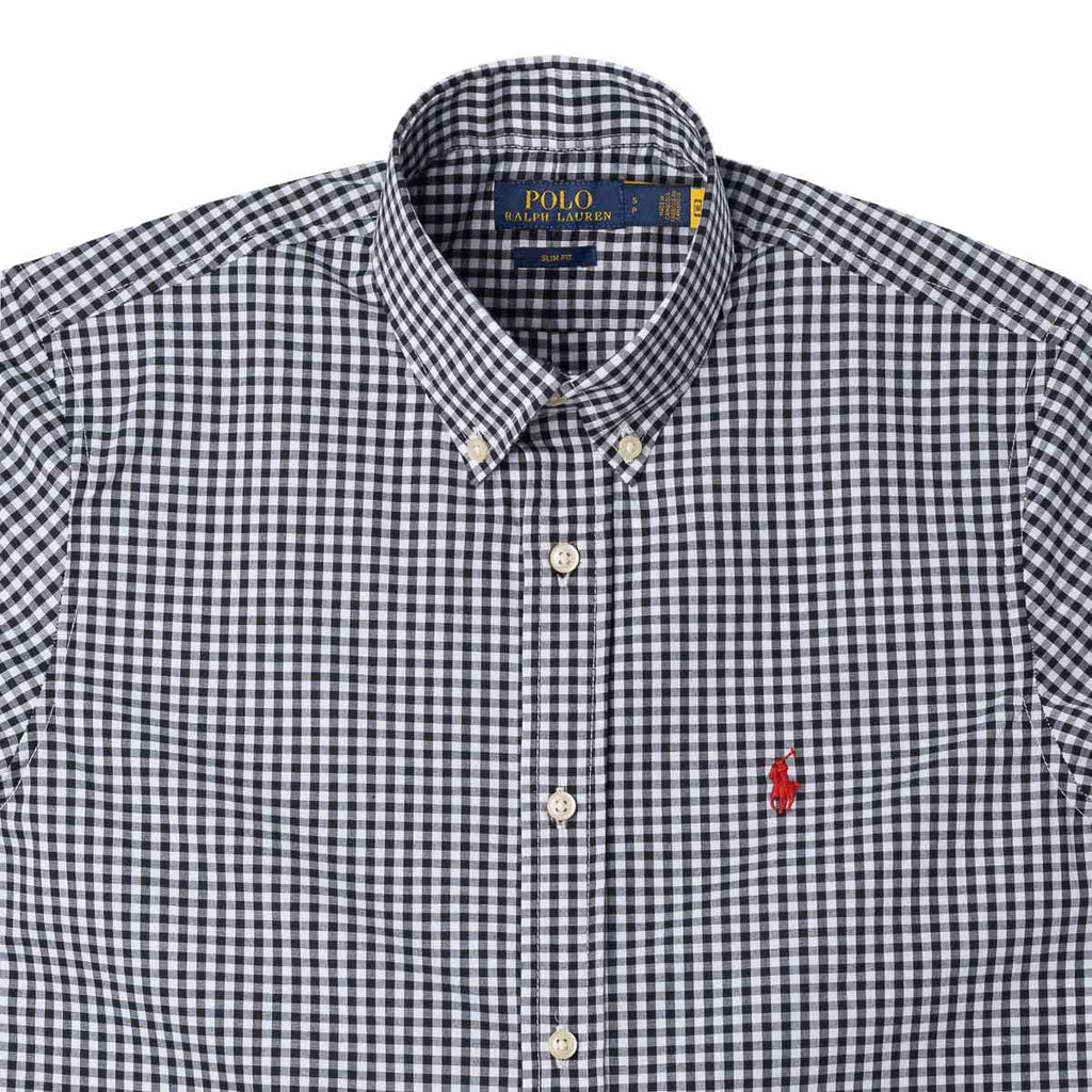 Men's RL Shirt Custom Fit Checked Black