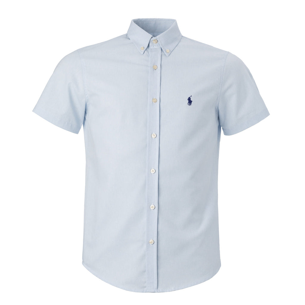 Men's RL Shirt Custom Fit Oxford Short-Sleeve - Light Blue
