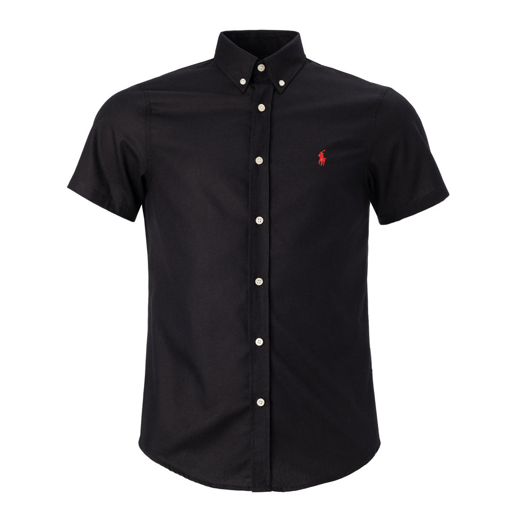 Men's RL Shirt Custom Fit Oxford Short-Sleeve - Black